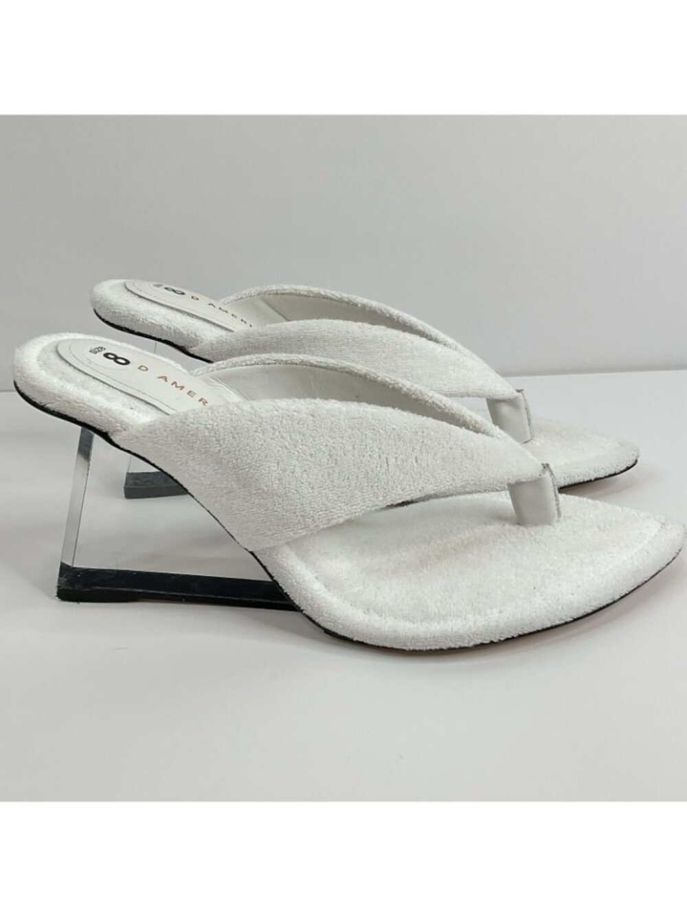 Good American Heels Womens Sz 8 White Terry Cloth Cinder F*cking Rella $260 Nwb - Picture 5 of 16
